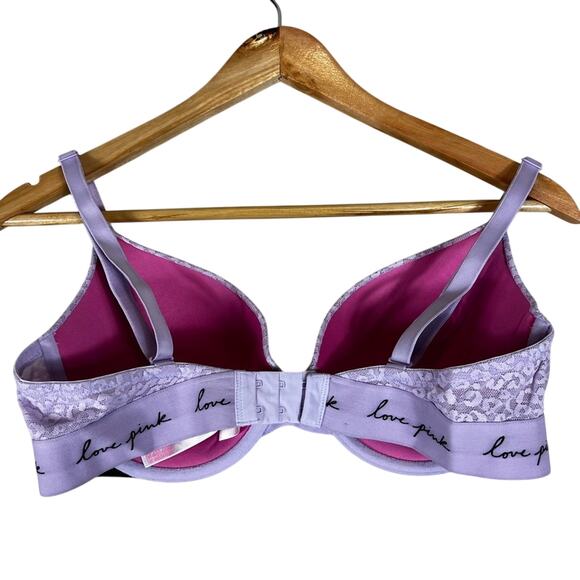 Victoria’s Secret Wear Everywhere Push Up Bra 36D Purple Leopard Print Sexy - Picture 3 of 5